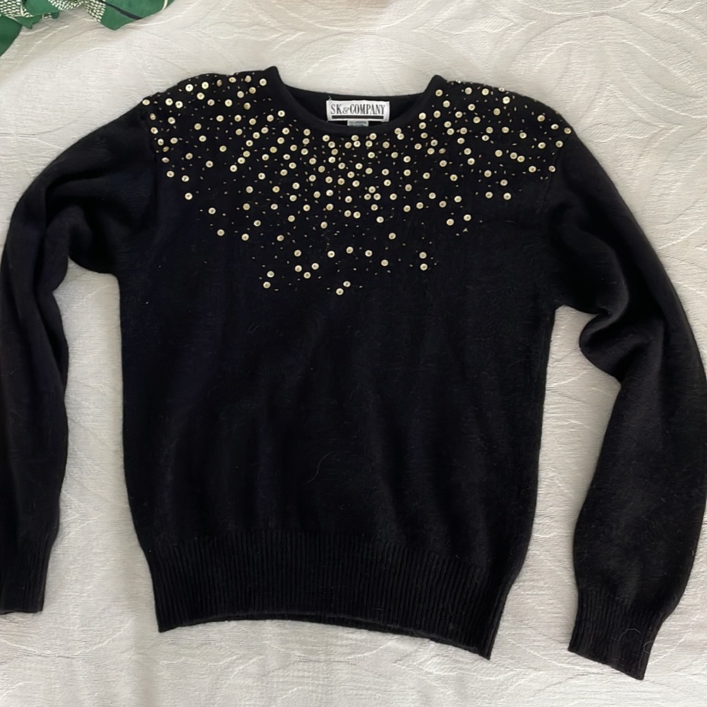 Vintage sweater with sequin and bead detail